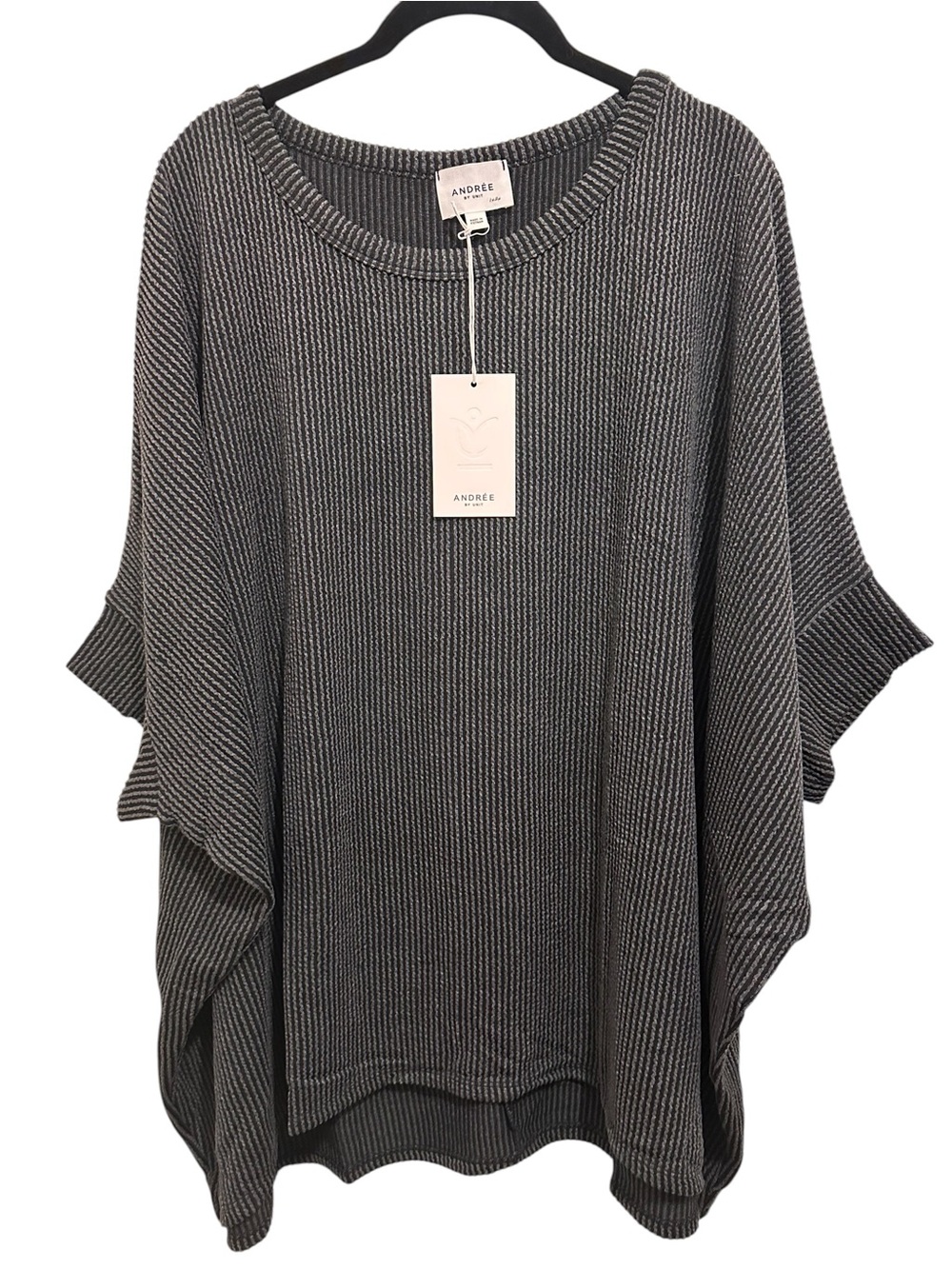 ANDREE BY UNIT Charcoal Ribbed Poncho Top